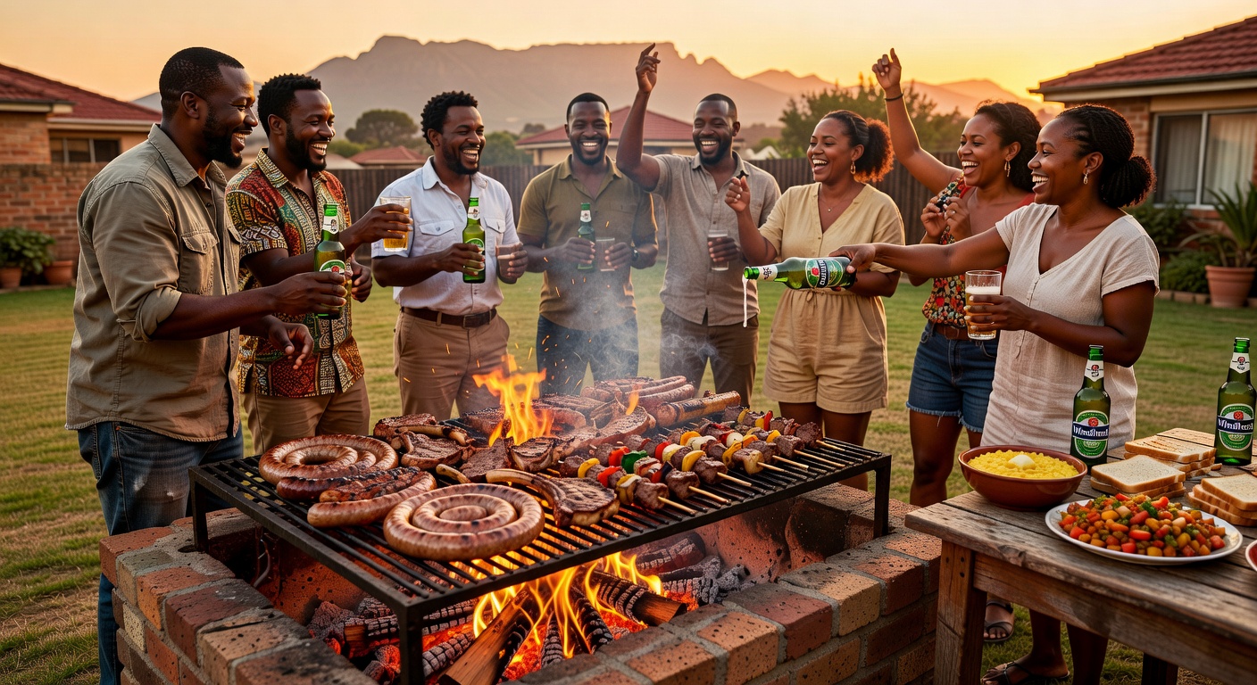 Community gathering around fire — South Africa